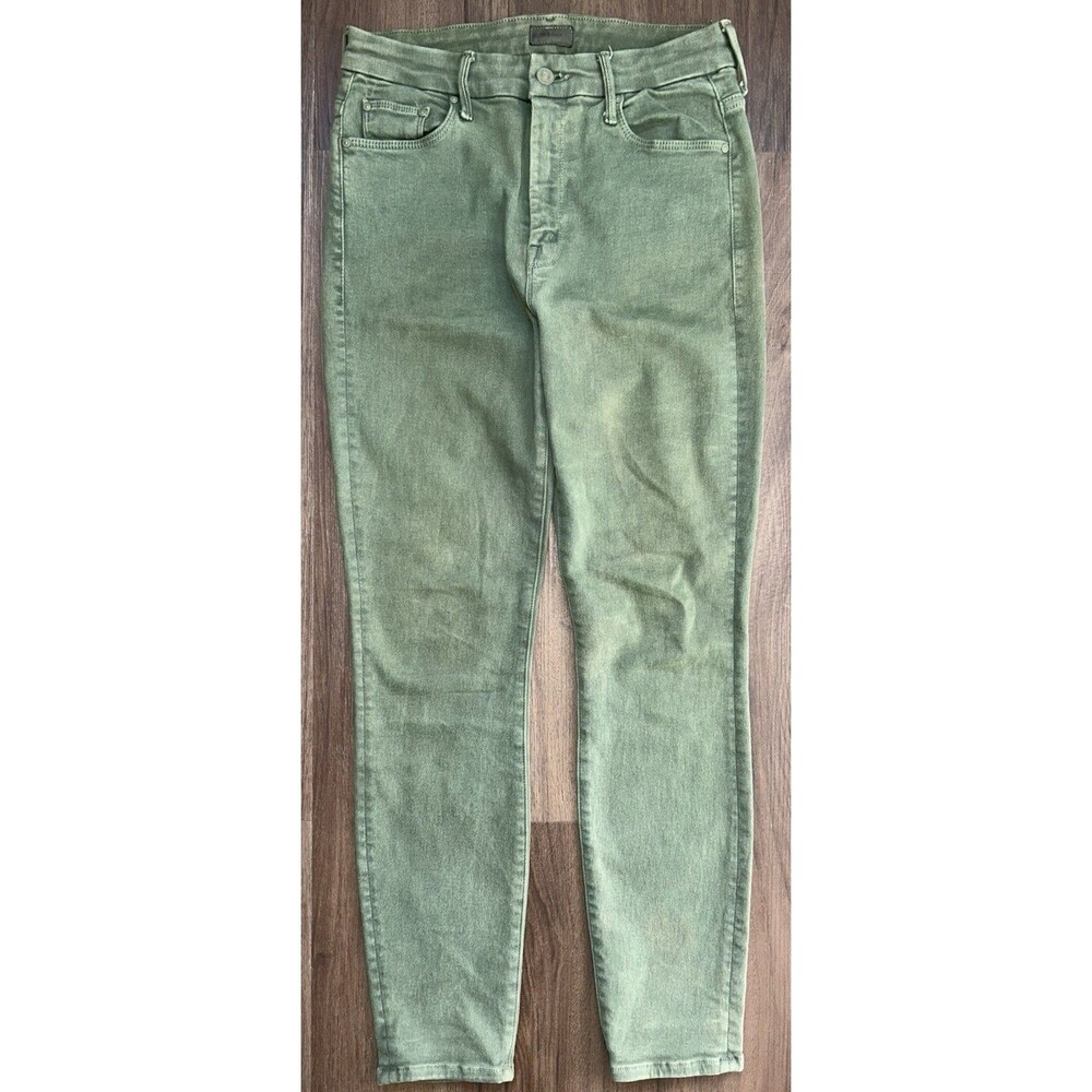 MOTHER Looker Ankle Jeans High Waist Olive Green Skinny Stretch Womens 27